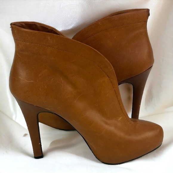 Jessica Simpson Womens Brown Leather Booties High Back Size 9 - Picture 3 of 13